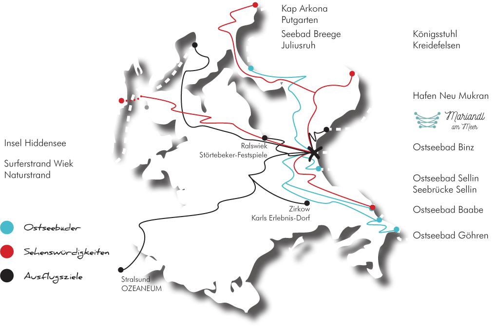 Rügenkarte mit Ausflugstipps